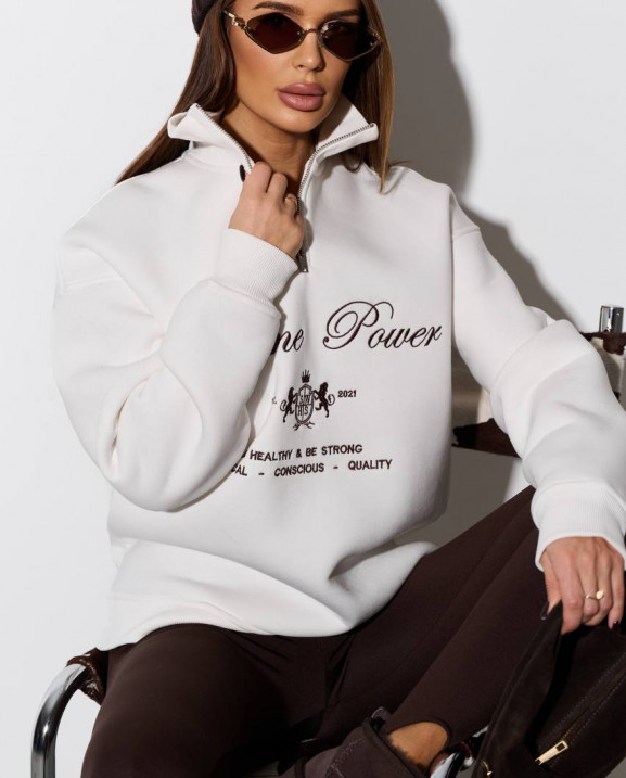 100 Світшот з короткою блискавкою утеплений з вишивкою